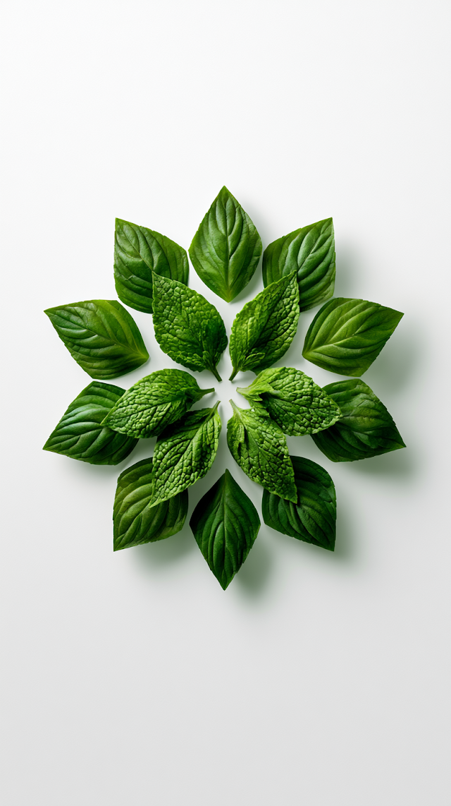 Modern Geometric Mandala of Fresh Green Leaves