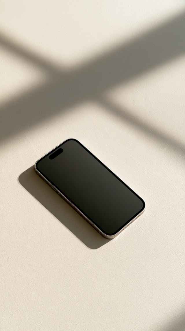 Modern iPhone 15 Flat Lay on Cream Surface