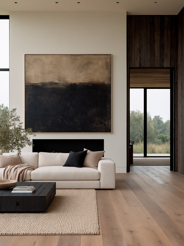 Modern Living Room with Abstract Art