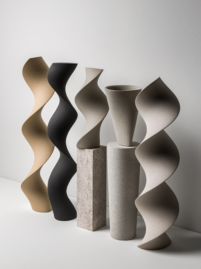 Modern Nordic Design Sculptures in Minimalist Aesthetic