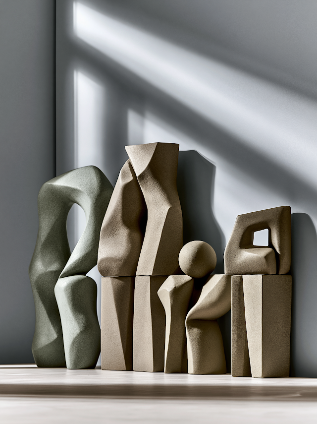 Modern Nordic Design Sculptures in Neutral Tones