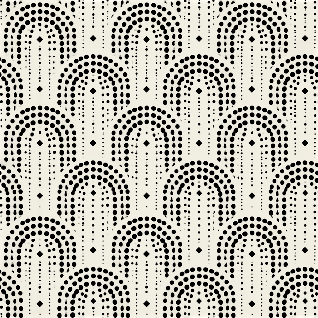 Monochrome Geometric Pattern with Arches and Dots