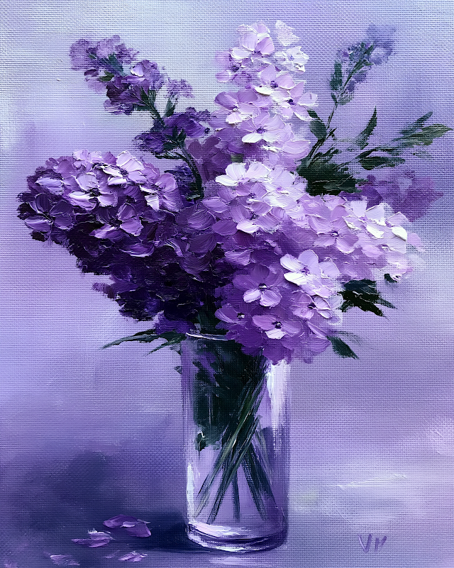 Monochrome Lilac Floral Arrangement