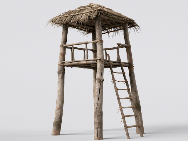 Neolithic Wooden Lookout Tower - Game-Ready 3D Asset