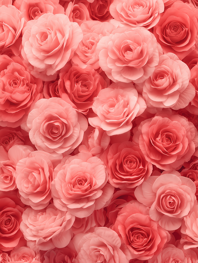 Pastel Red Roses Flat-Lay Backdrop