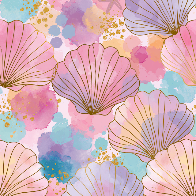 Pastel Spring Shell Decor with Gold Accents