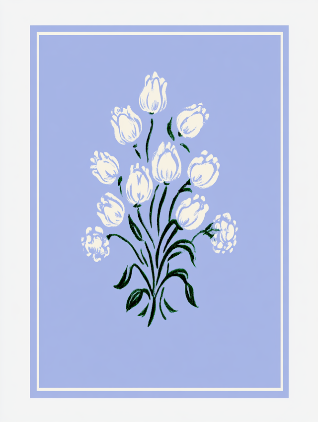 Pastel Tulip Cluster Illustration