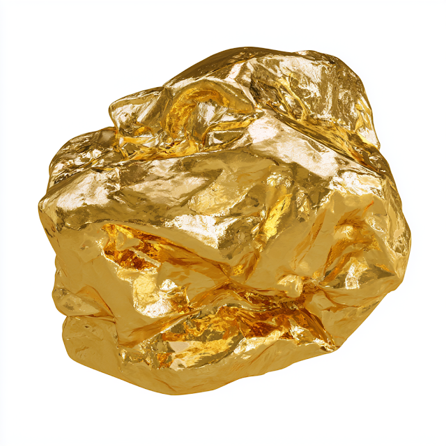 Photorealistic Solid Gold Nugget on White Background