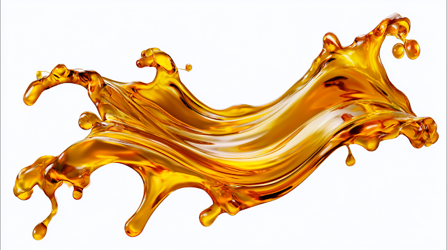 Photorealistic Splash of Translucent Amber Liquid