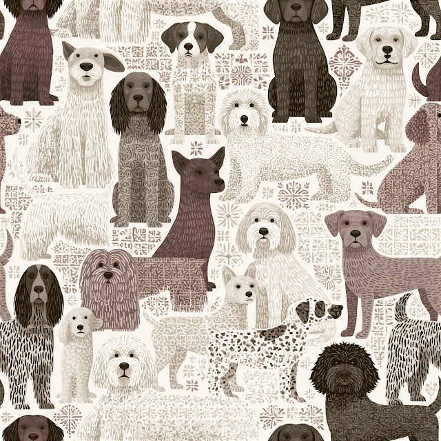 Playful Dog Breeds Seamless Tile Pattern