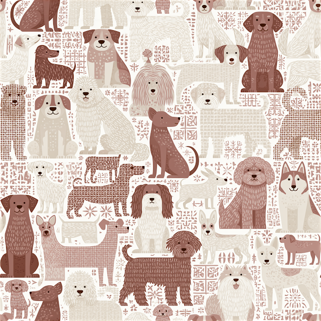 Playful Dog Breeds Seamless Tile Pattern