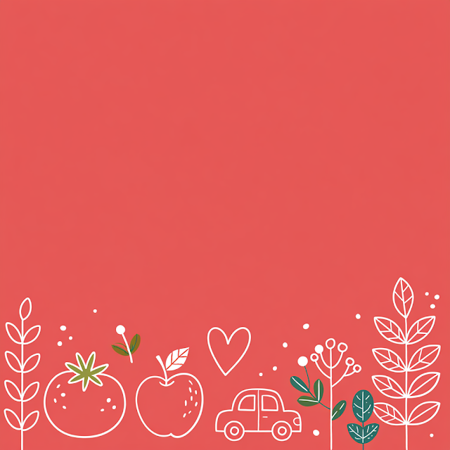 Playful Doodle Sketches on Red Background
