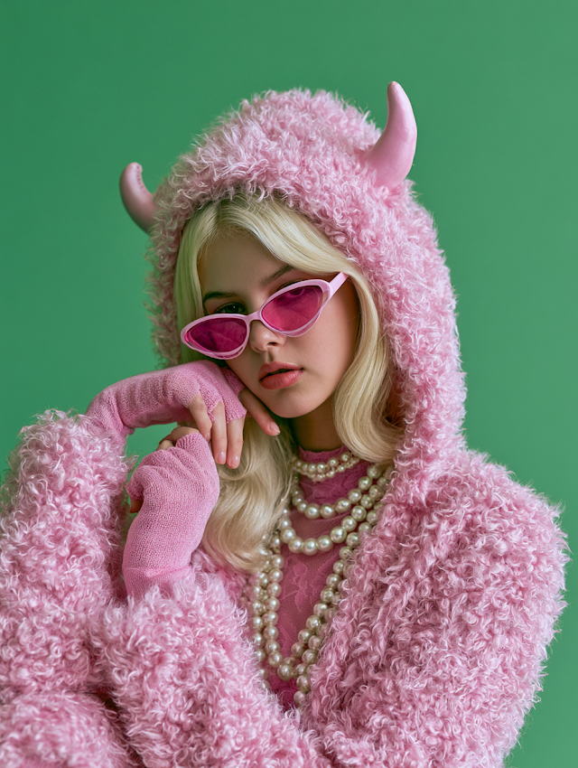 Playful Elegance in Pink: A Trendy Portrait