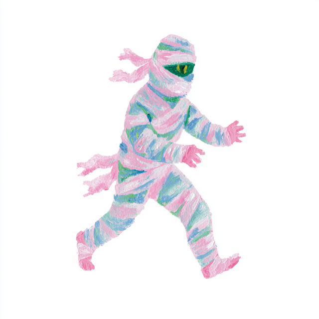 Playful Halloween Mummy with Visible Eye