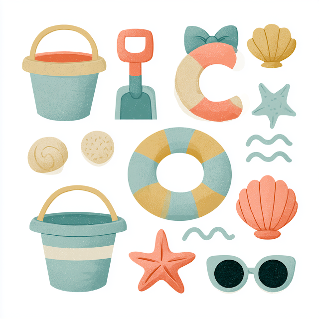 Playful Kids Beach Toys Illustration