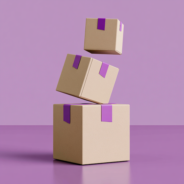 Playful Minimalist Stacked Cardboard Boxes
