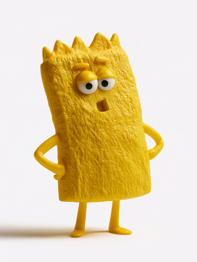 Playful Yellow SIM Card Character on White Background