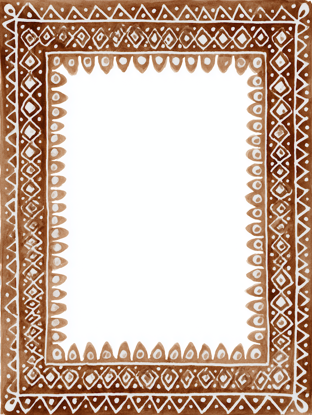 PNG African Geometric Watercolor Frame Clipart