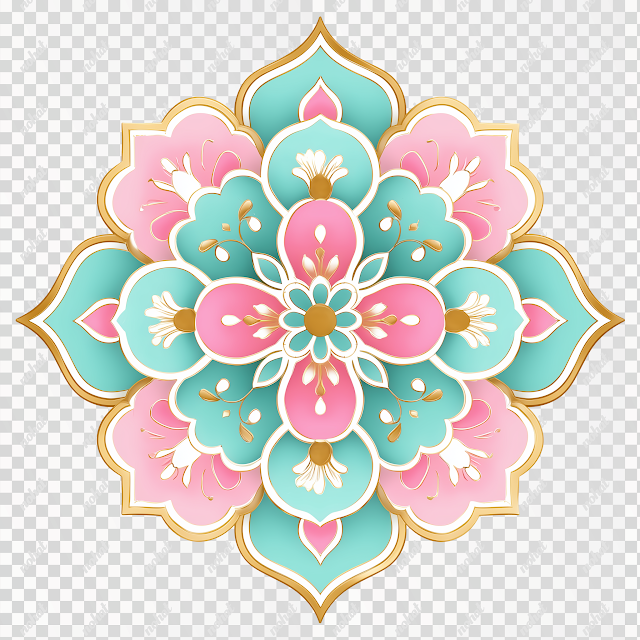 PNG Colorful Geometric Floral Tile Icon for Kids