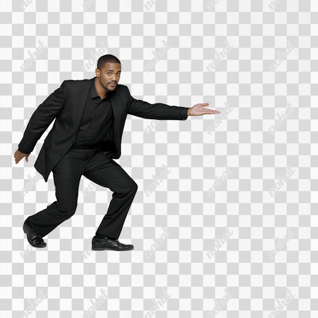 PNG: Confident Black Man in Suit Presenting