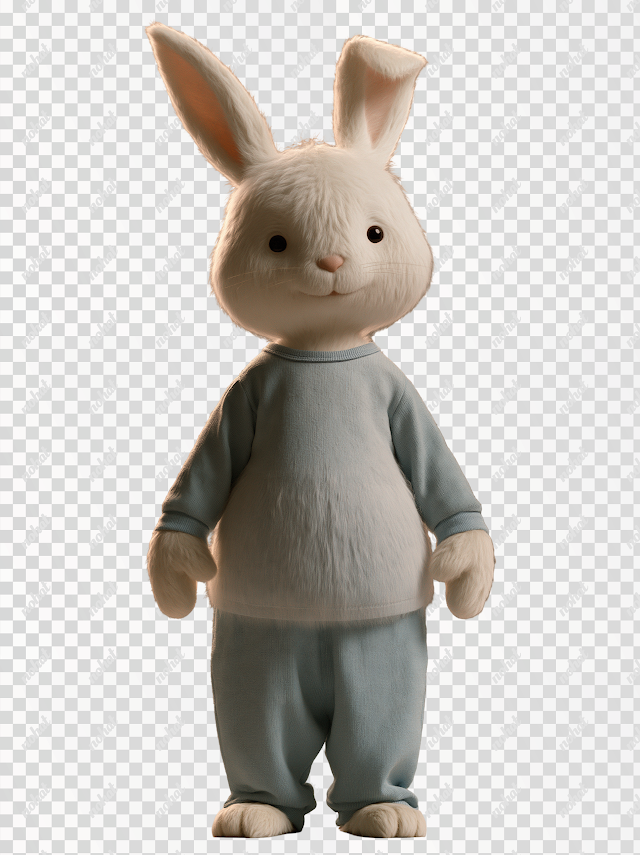 PNG Cute Cartoon Rabbit in Pajamas