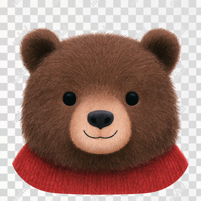 PNG Cute Chocolate-Brown Bear Cub Portrait