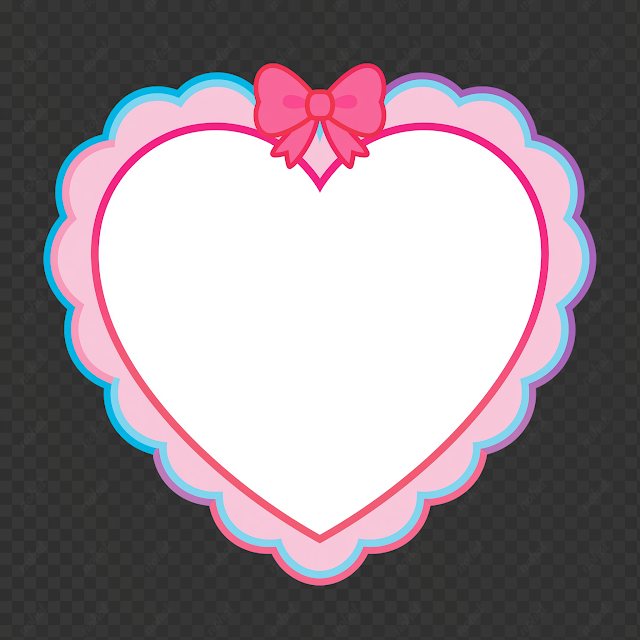 PNG Cute Pink and Blue Heart Frame Clipart