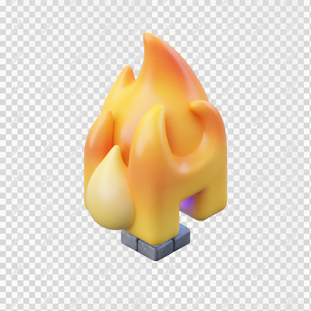 PNG Cute Stylized 3D Isometric Red Flame