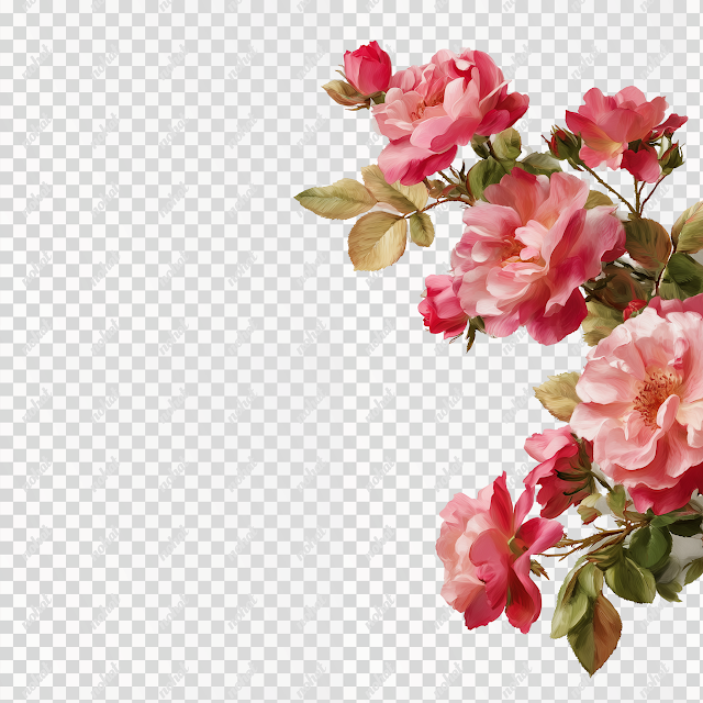PNG Delicate Rose Border on Light Background