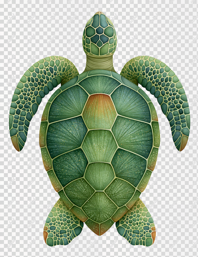 PNG Elegant Green Turtle Illustration
