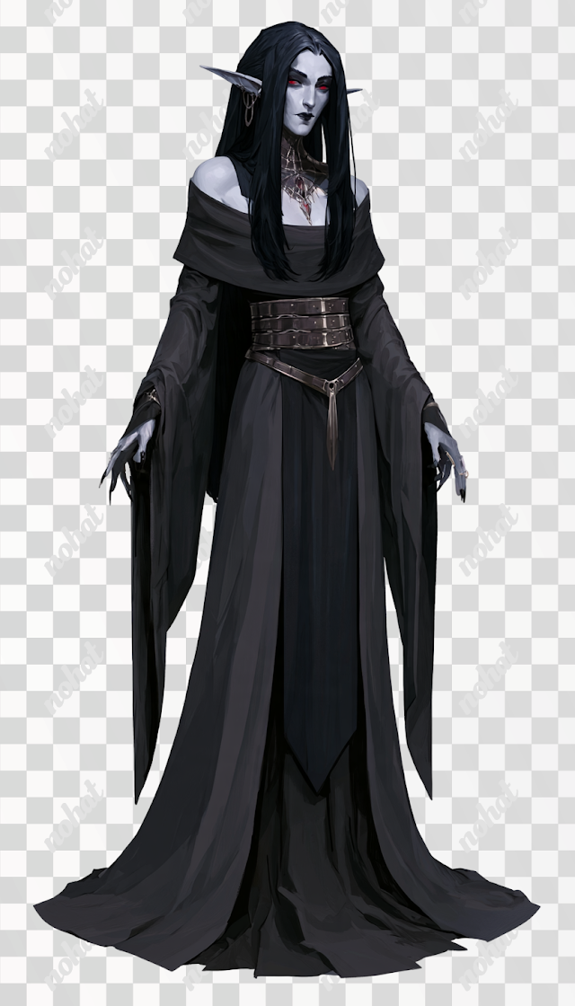 PNG Fantasy Female Fallen Ainur Dark Elf Priestess