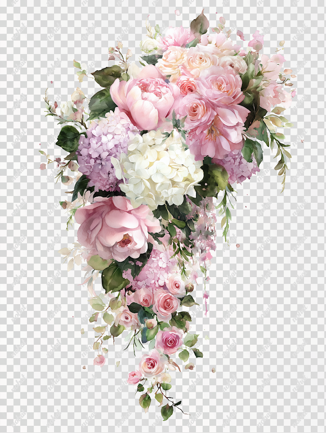 PNG Floral Arrangement in Watercolor Style