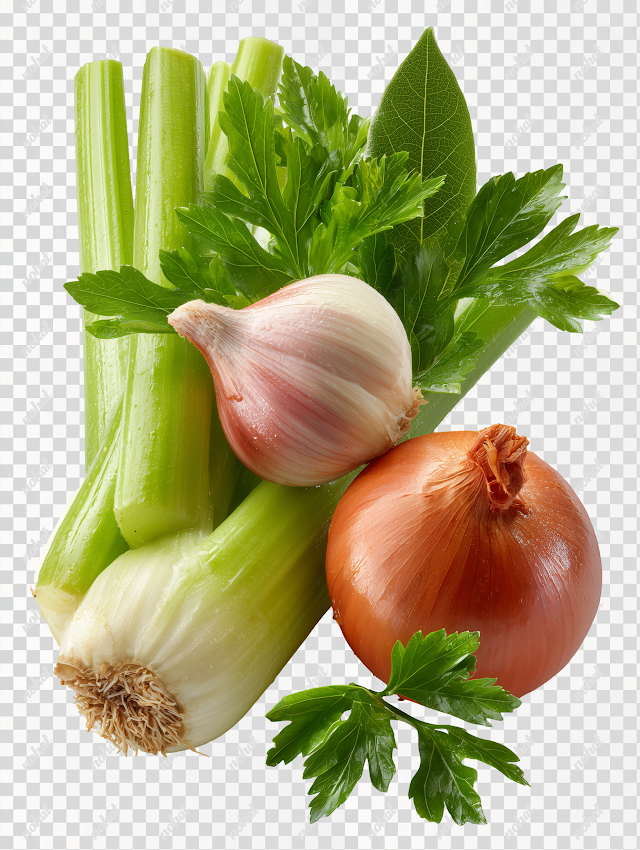 PNG Fresh Vegetables Bundle: Celery, Onion, Garlic, Carrot