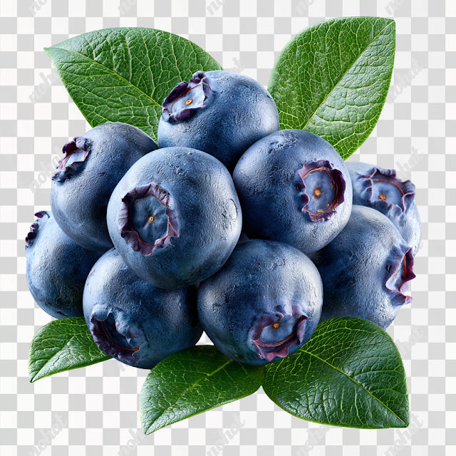 PNG Fresh Wild Blueberries on White Background