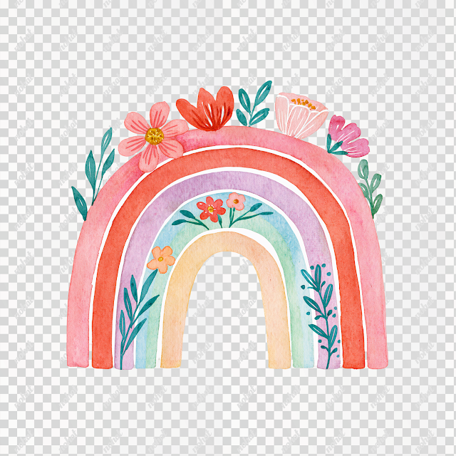 PNG Hand-Painted Watercolor Rainbow Clipart