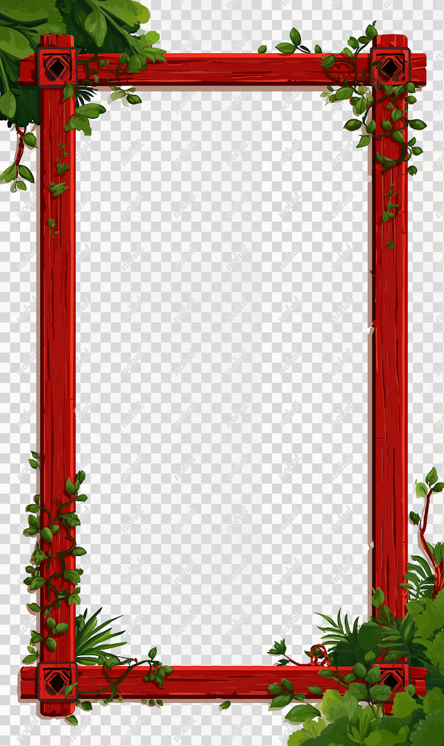 PNG Middle Eastern Jungle Game Background with Wooden Border