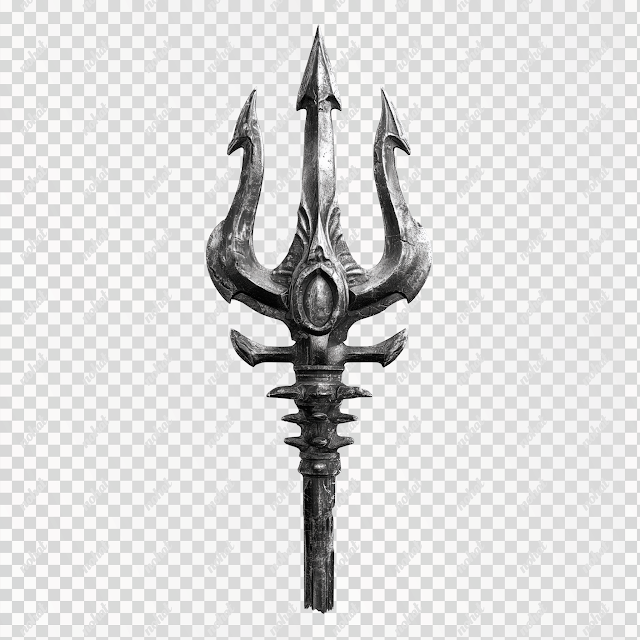 PNG Poseidon's Trident Black and White Image