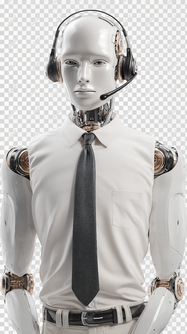 PNG Realistic Male Humanoid Android with Headset