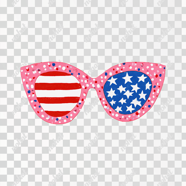 PNG Retro Pink Sunglasses with Patriotic Design