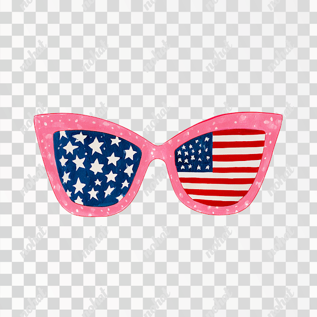 PNG Retro Pink Sunglasses with Patriotic Design