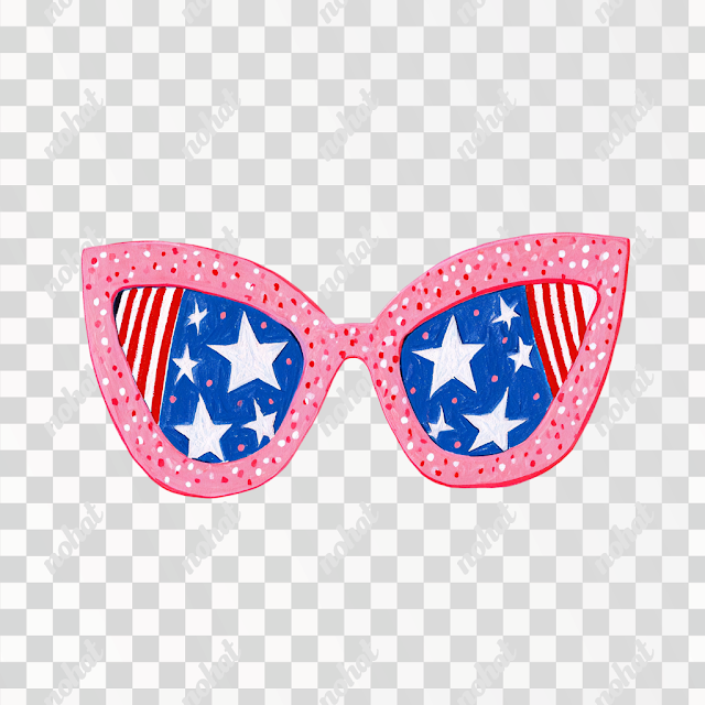 PNG Retro Pink Sunglasses with Patriotic Details