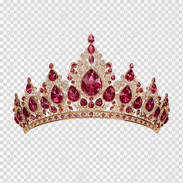 PNG Royal Tiara with Red Rubies and Diamonds