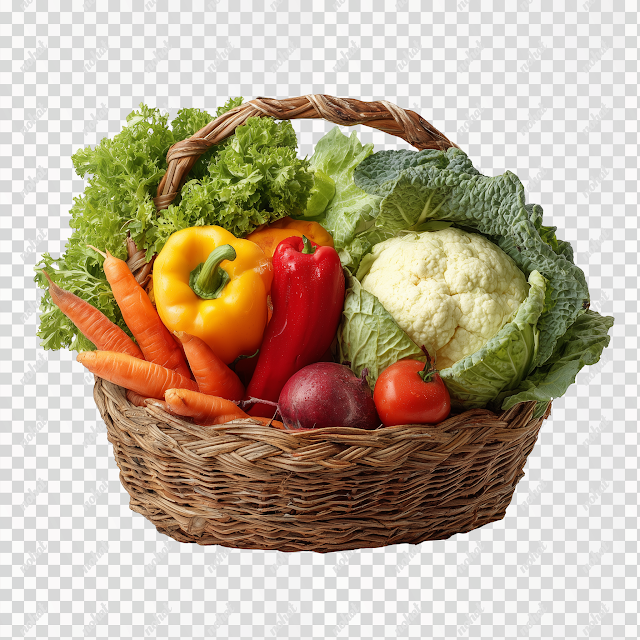 PNG Vegetable Basket on White Background