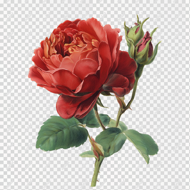 PNG Vintage Rose Illustration from Encyclopedia