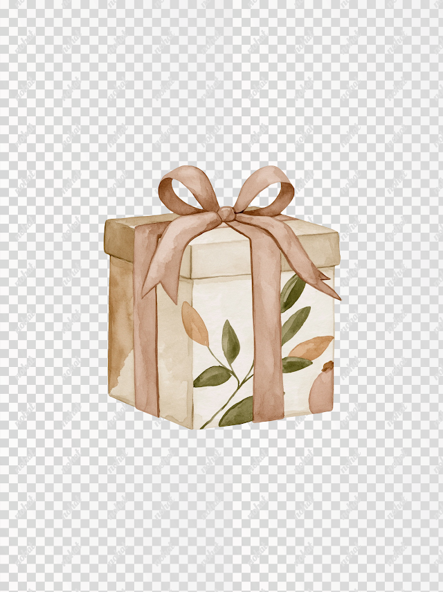 PNG Watercolor Wrapped Christmas Gift Illustration