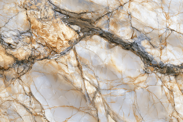 Polished Beige Breccia Marble Slab with Gold and Grey Veining