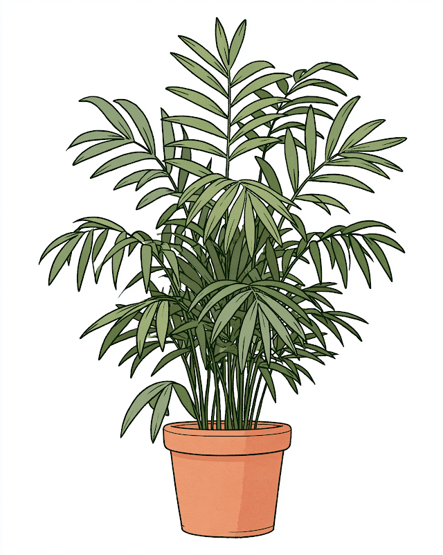 Potted Parlour Palm on White Background