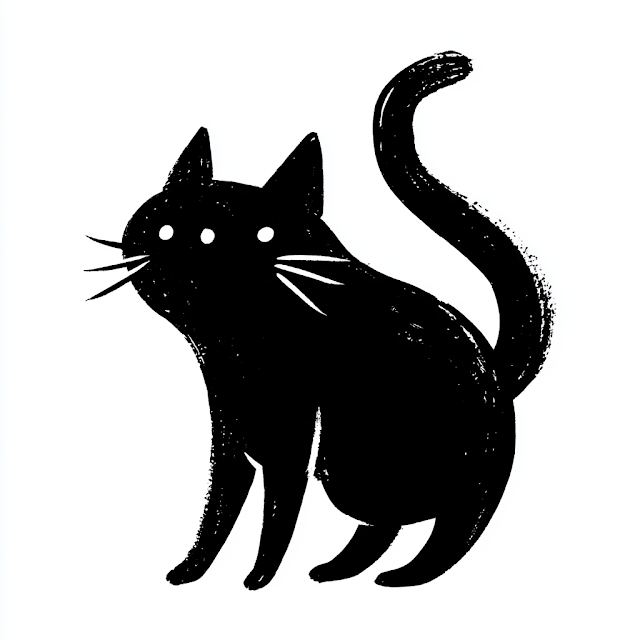 Quirky Black Cat Silhouette