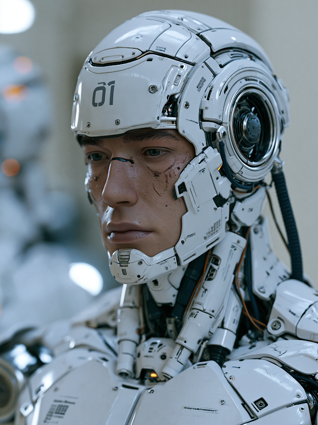 Realistic AI Robot Model with Male Facial Structure