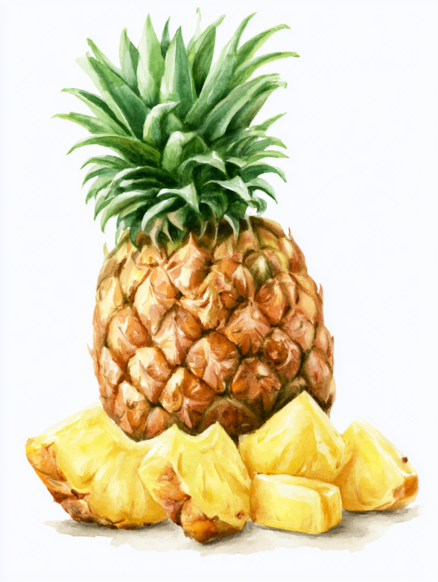 Realistic Watercolor Pineapple Illustration